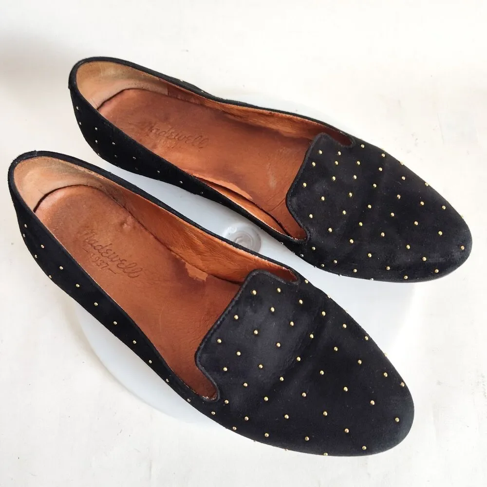 Madewell 1937 Teddy Loafers Women Size 7 Suede Comfortable Leather Flats Studded